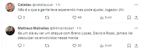 Torcida comenta sobre Breno Lopes