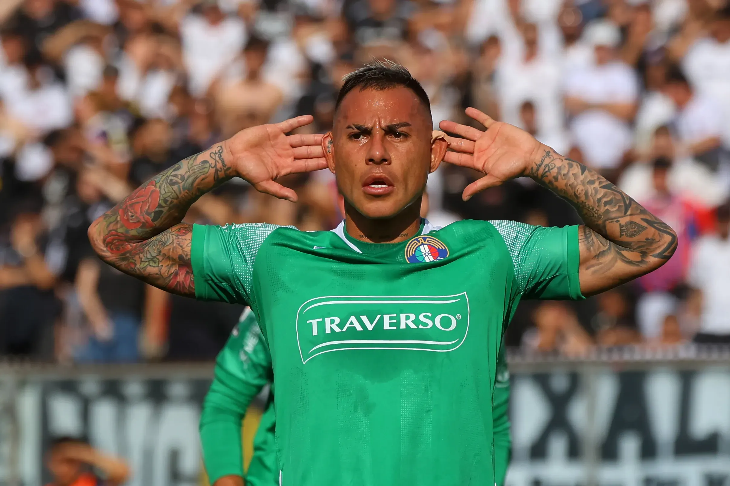 Eduardo Vargas celebra el gol con el que Audax Italiano venció a Colo Colo y lo dejó fuera de la Copa Sudamericana 2026 | Photosport