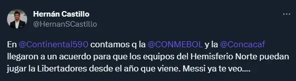 Acuerdo Conmebol-Concacaf para la Libertadores (Twitter @HernanSCastillo).
