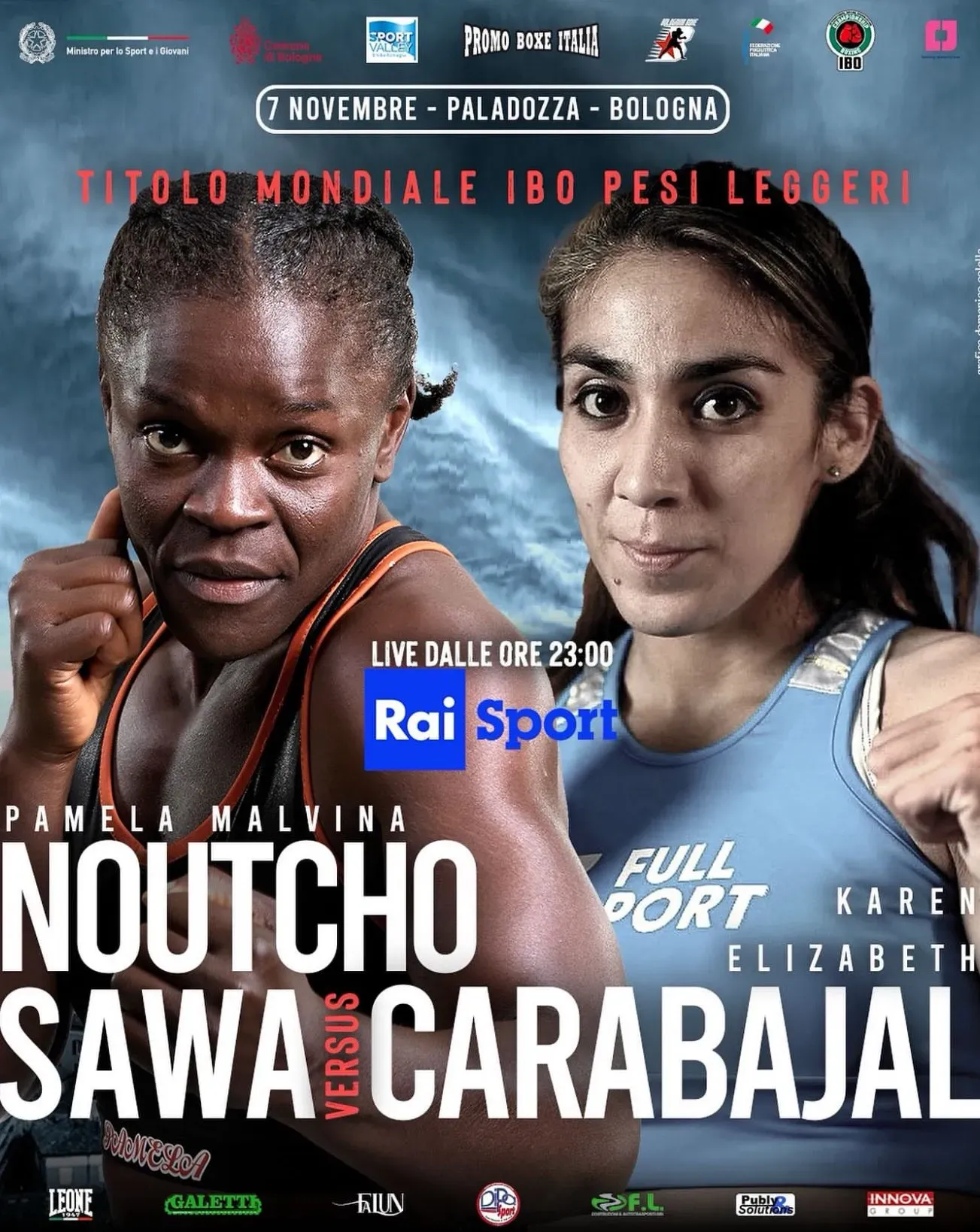 El anuncio de la pelea entre Noutcho Sawa y Carabajal, en Bologna.