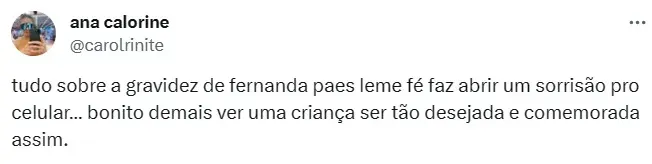 Web comemora gestação de Fe Paes Leme. Foto: Reprodução/Twitter.