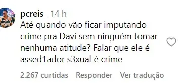 Davi é defendido por internauta