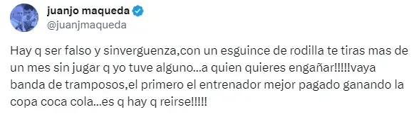 El tuit de Juanjo Maqueda.