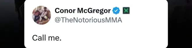 El mensaje que le envió Conor McGregor a Ilia Topuria que fue borrado minutos después. (X)