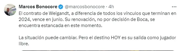 Posteo de Marcos Bonocore.