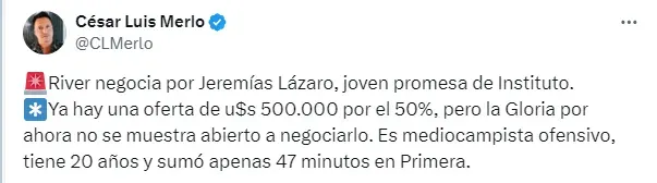 Posteo de César Luis Merlo.