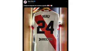 La camiseta de Enzo Pérez en lo que puede ser su ultimo partido en el Monumental