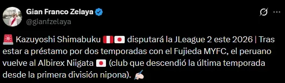 Kazuyoshi Shimabuku jugará en la Segunda de Japón (Foto: X).