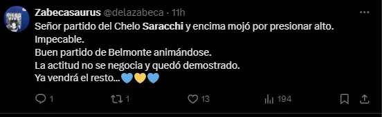 Los hinchas elogiaron el nivel de Saracchi.