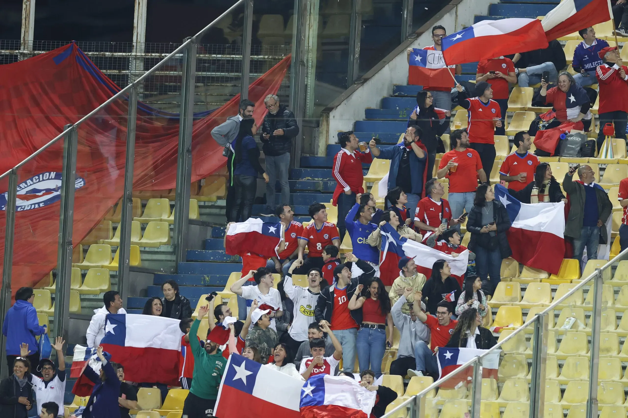 Los hinchas que llegaron a alentar a Chile. Foto: Photosport.