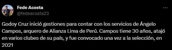 Desde Argentina informan posibilidad para Ángelo Campos. (Foto: Twitter).