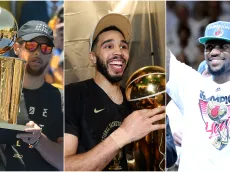 How many NBA titles had LeBron, Curry won at Tatum's age?
