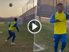 VIDEO | De derecha y con efecto: el golazo viral de Fabra en la práctica de Boca