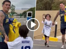 VIDEO | Emotivo: Riquelme y un encuentro que alegró a un hincha de Boca y su hijo