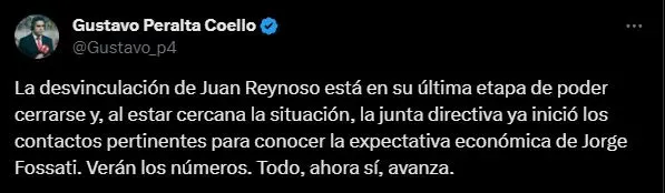 Gustavo Peralta contando su información sobre Juan Reynoso. (Foto: Twitter).