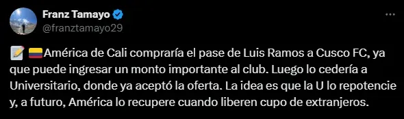 Luis Ramos llegaría prestado a Universitario (Foto: X).