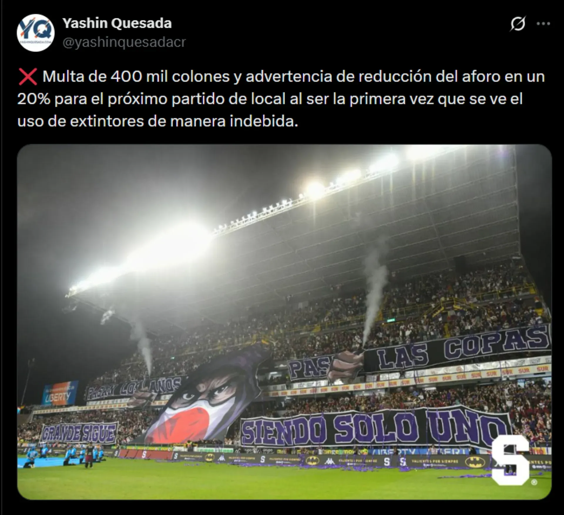 La sanción que Unafut le estableció a Saprissa.