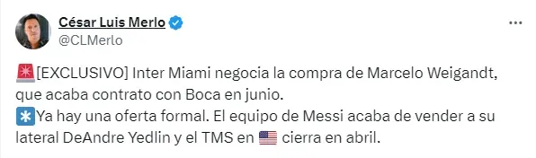 Posteo de César Luis Merlo.