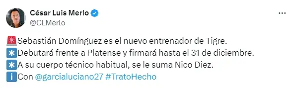 Posteo de César Luis Merlo.