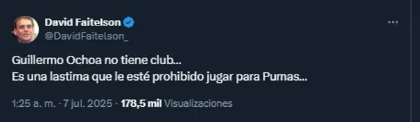 David Faitelson en su cuenta oficial de X.