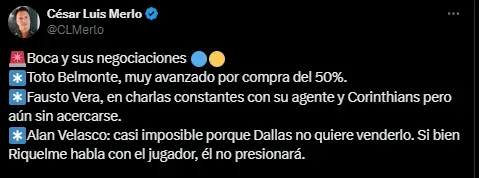 Velasco no meterá presión para que lo vendan a Boca.