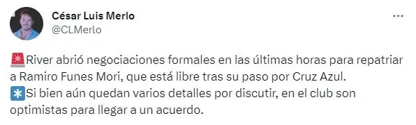 Información de César Merlo (Twitter)