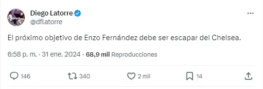 El posteo de Latorre rápidamente alcanzó los 2k de likes.