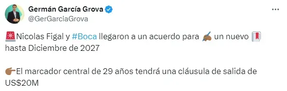 Posteo de Germán García Grova.