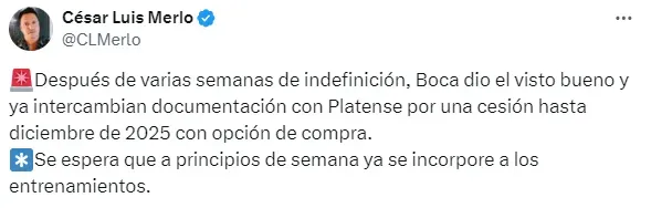 Posteo de César Luis Merlo.