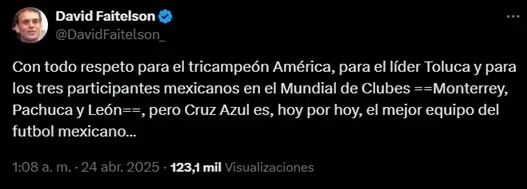 David Faitelson eligió a Cruz Azul como el mejor equipo de la Liga MX: “Con respeto para América y Toluca…”. Noticias en tiempo real