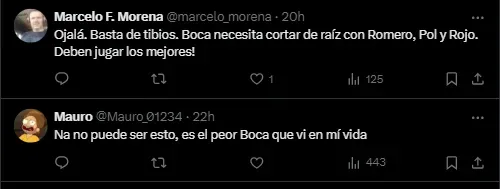 Los comentarios de los hinchas de Boca sobre el gesto de Rojo.