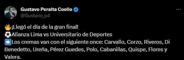 Gustavo Peralta reveló cómo formará Universitario de Deportes. (Foto: Twitter).