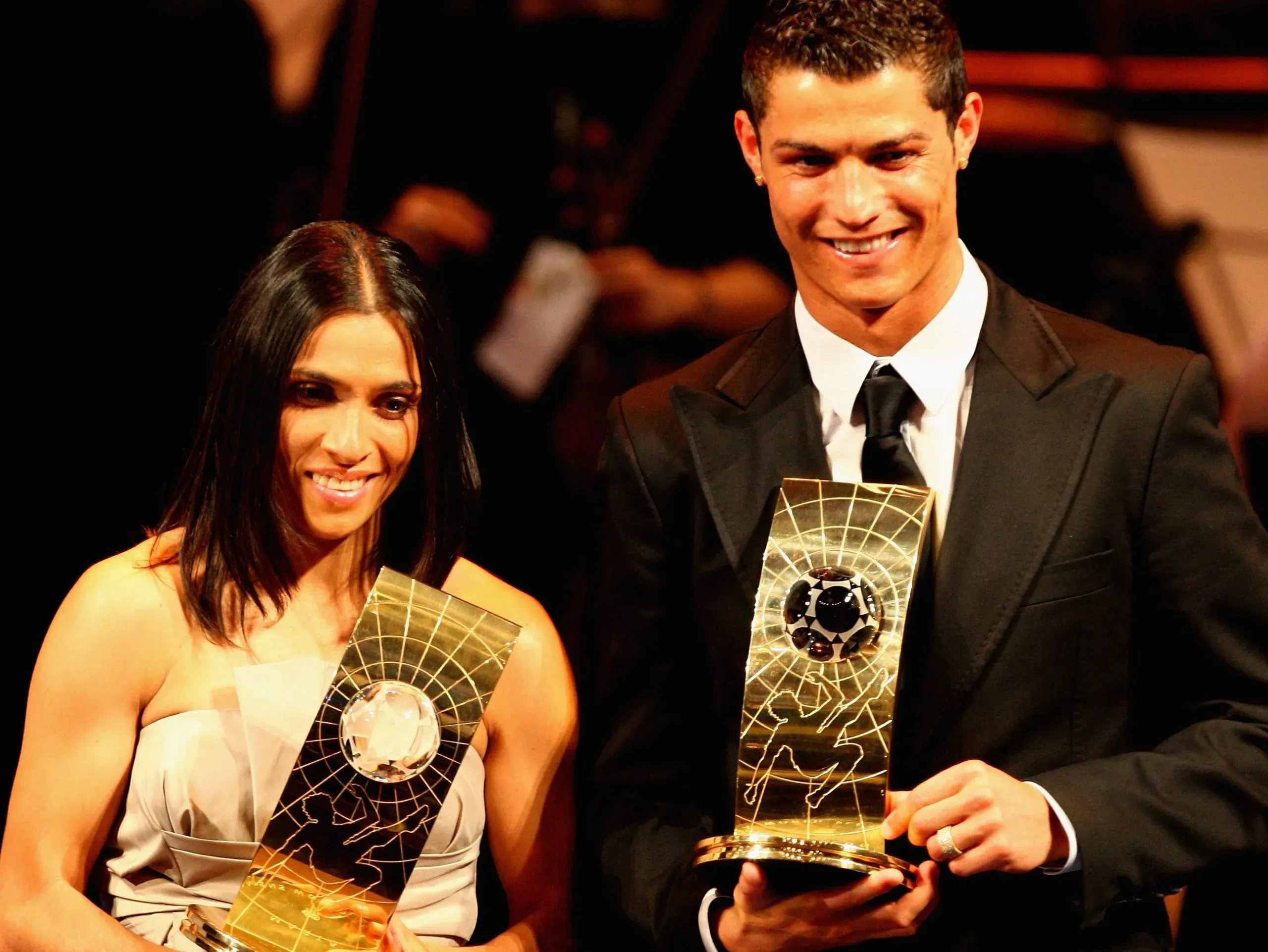 Marta y Cristiano Ronaldo luego de ganar The FIFA World Players of the Year 2008.  Getty Images