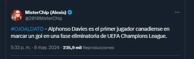 MisterChip y un dato sobre Alphonso Davies representando a Concacaf