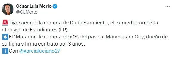 Posteo de César Luis Merlo.