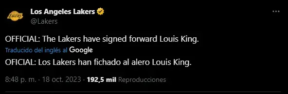 Lakers anunció a un nuevo jugador en la NBA (Foto: X / @Lakers)