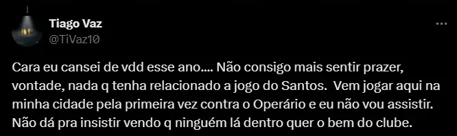 Torcedor do Santos. Foto: Reprodução / Twitter