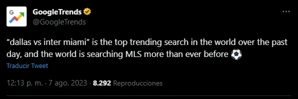 Google sobre Messi e Inter Miami (Foto: Twitter / @GoogleTrends)