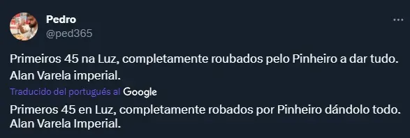 Varela fue muy elogiado en el Clásico de Portugal (Twitter).