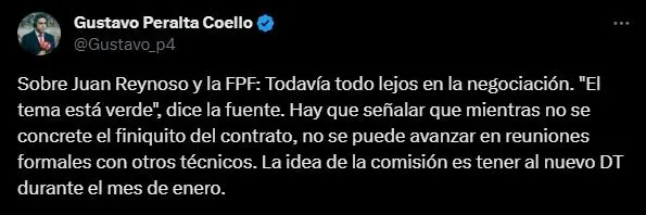 Gustavo Peralta expone la situación de Juan Reynoso. (Foto: Twitter).