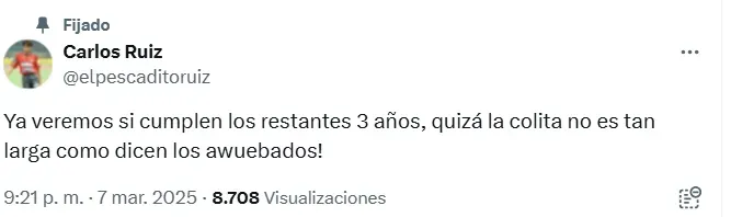 Carlos Ruiz a través de su cuenta de X.