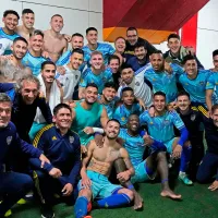 Boca festejó el triunfo... ¡con Almirón en patas!