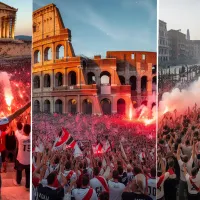 Los hinchas de River copando lugares emblemáticos según la IA