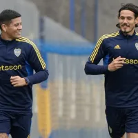 Marcos Rojo y Edinson Cavani entrenaron a la par del grupo, pero quedaron al margen en la práctica de fútbol