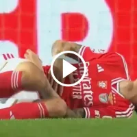 VIDEO | ¡Entre compañeros! Un jugador de Benfica tumbó a Ángel Di María de un pelotazo