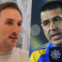 El palito de Rolando Schiavi a Juan Román Riquelme en medio de la asunción de Fernando Gago