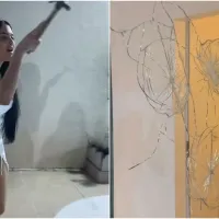 Após trocas de farpas na internet, Emily Garcia entra na casa de seu ex-marido Babal Guimarães, com um martelo na mão