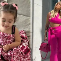Influencer Karoline Lima encanta seguidores ao exibir Cecília, fruto da relação com Éder Militão, com vestido da Dolce & Gabbana avaliado em R$ 6 mil