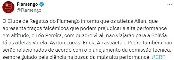 Foto: X, Flamengo.