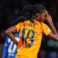 Linda Caicedo celebra su primer gol en la Champions League con Real Madrid